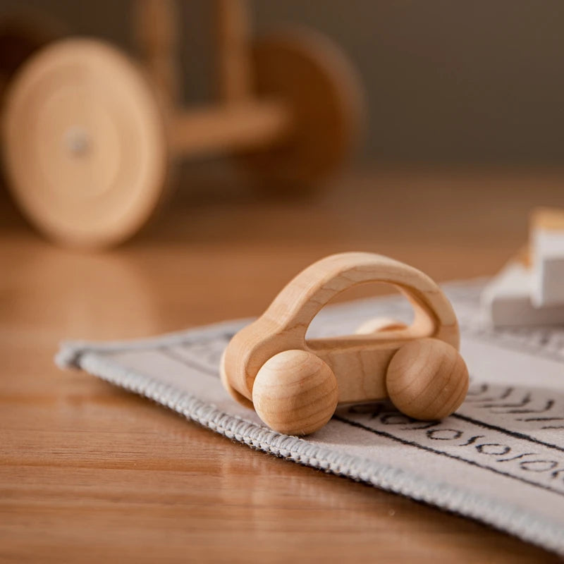 Montessori Beech Wood Cartoon Car - Educational Wooden Toy for Babies 0-12 Months - Best in uk