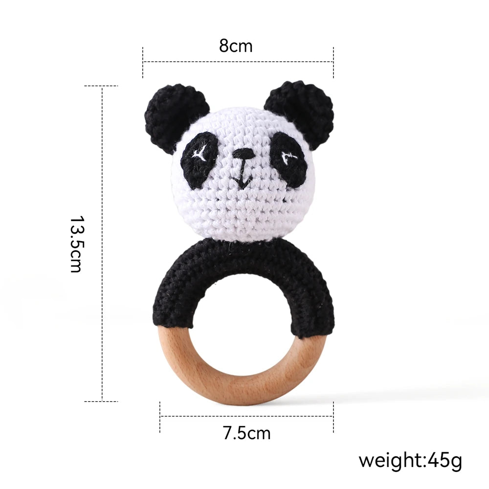 Panda Rattle Teether Toy - Crochet Animal Baby Soother - Best in uk