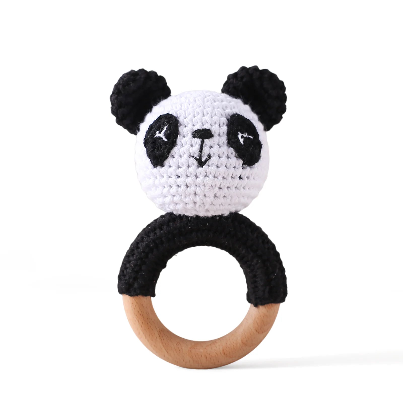 Panda Rattle Teether Toy - Crochet Animal Baby Soother - Best in uk