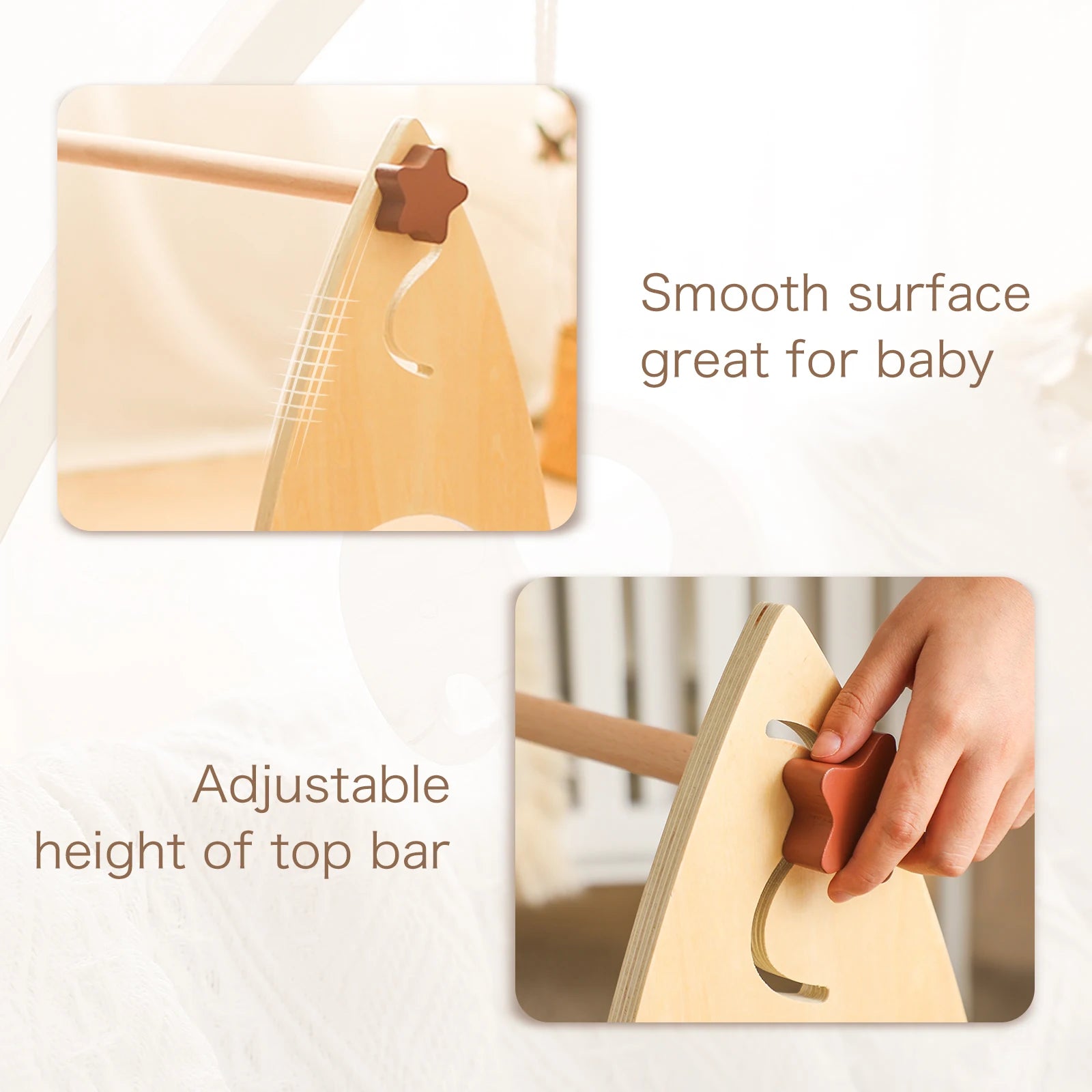 Montessori Wooden Baby Activity Gym – Foldable Rocket Frame Toy