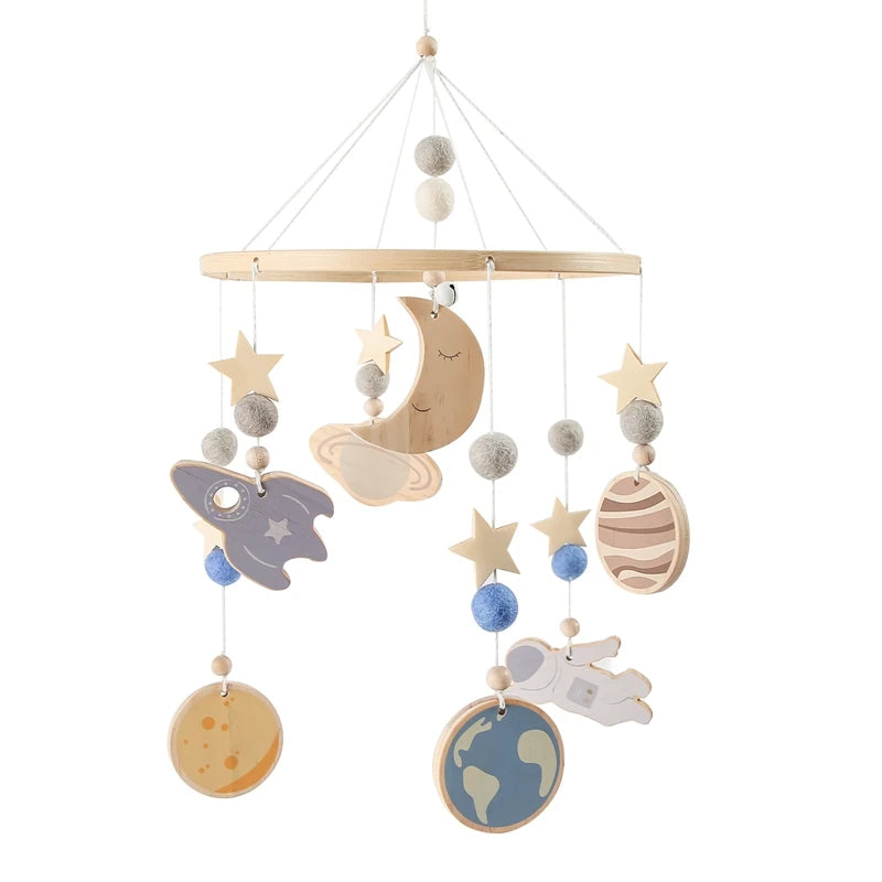 Wooden Baby Crib Mobile Bell – Boho Musical Rattles for Newborns
