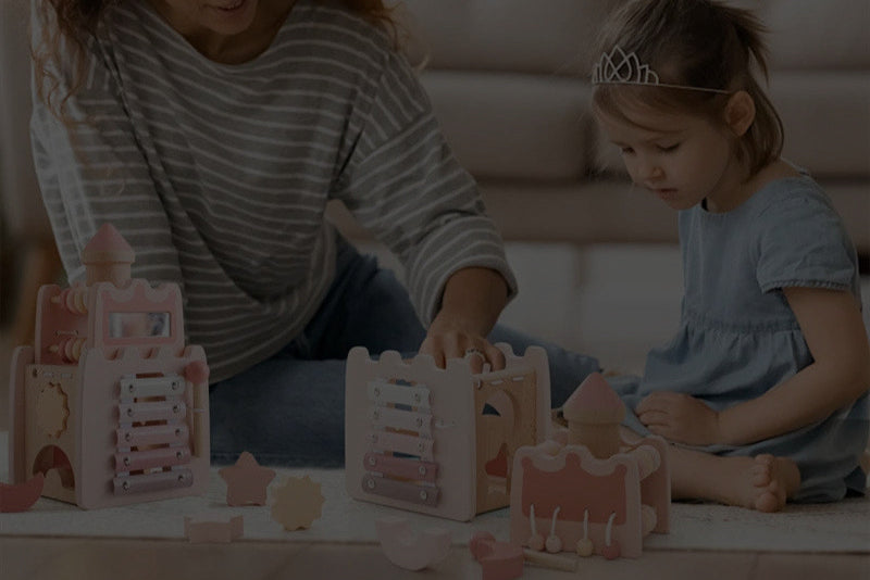 Montessori Wooden Castle Blocks – Pink House Baby Puzzle Toy