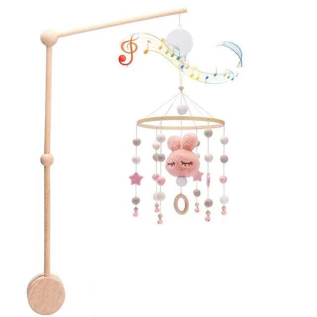 Baby Wooden Crib Mobile & Rattle Toy – Musical Bed Bell for Newborns
