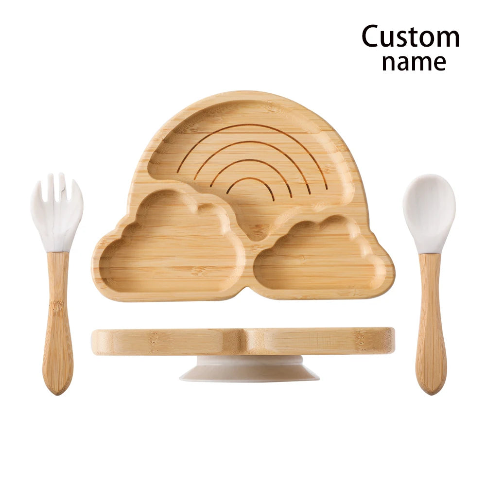 Custom Baby Feeding Set - Bamboo Bowl, Spoon & Fork