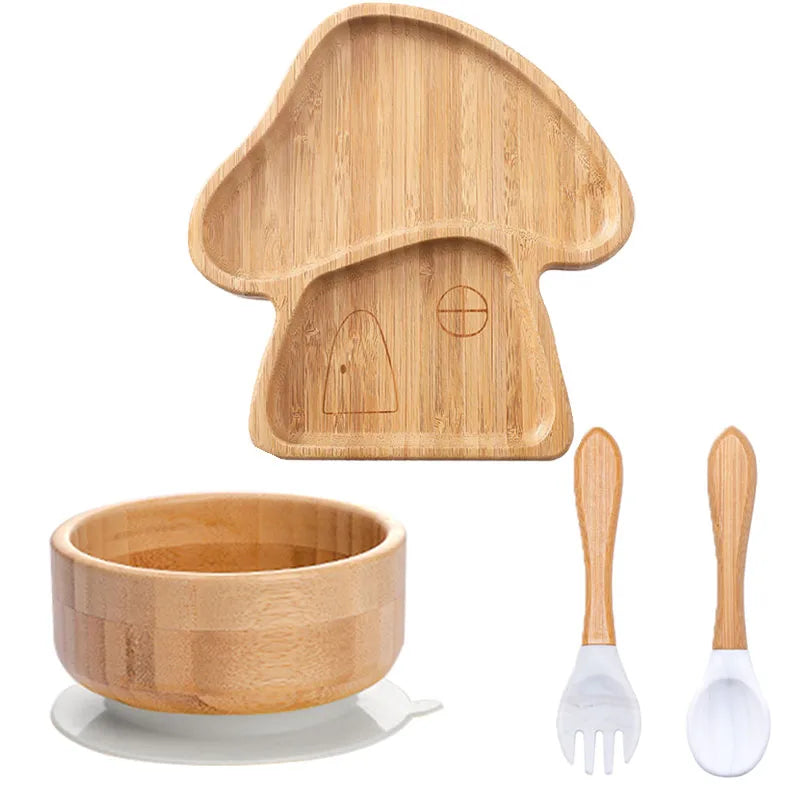 Bamboo Babies 4-Piece Cartoon Dinnerware Set for Safe Baby Feeding - Eco-Friendly, Latex-Free & Customizable