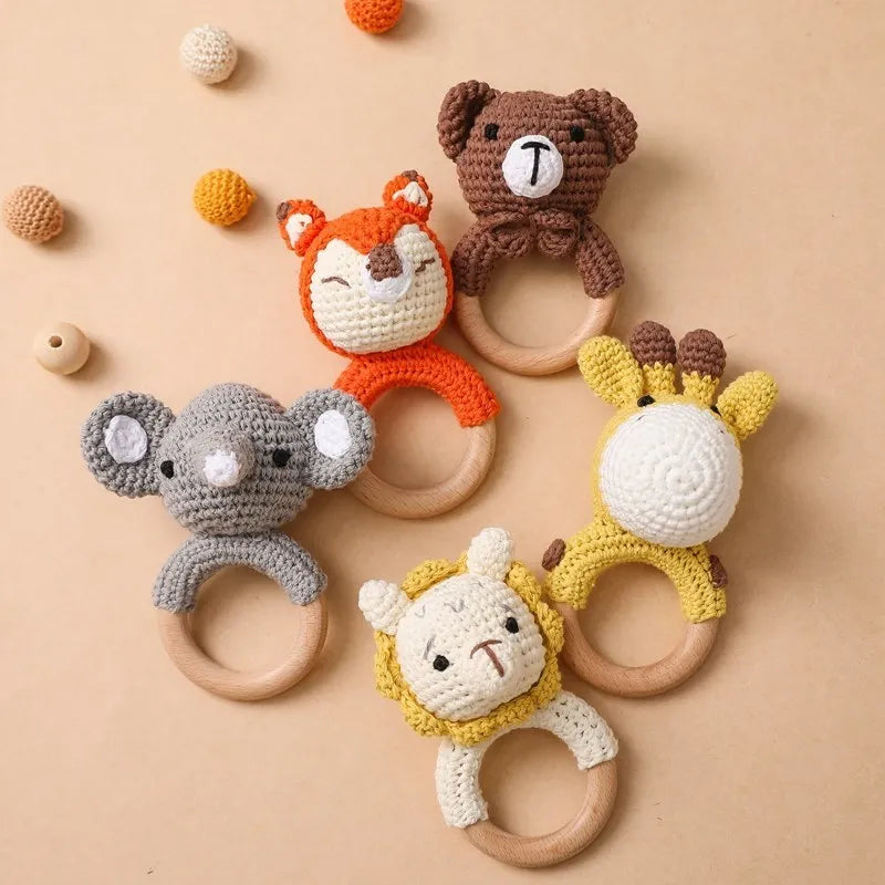 Crochet Bunny Baby Rattle & Teether | Wooden Toys