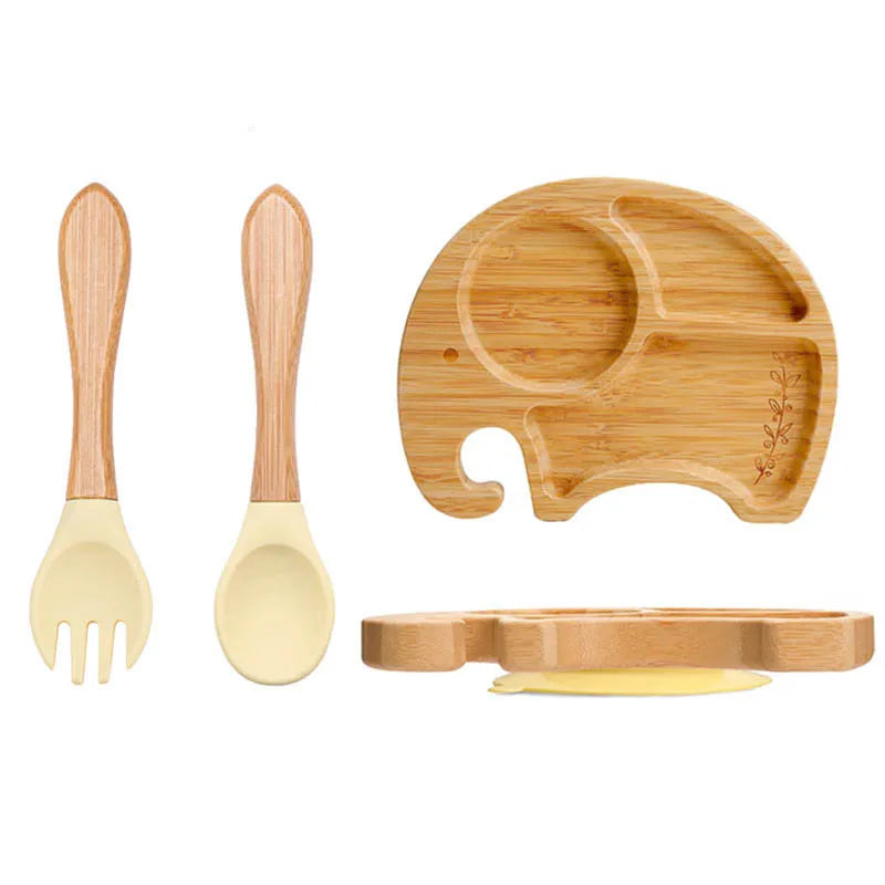 Bamboo Baby Feeding Set - Plates, Fork & Spoon | BPA Free