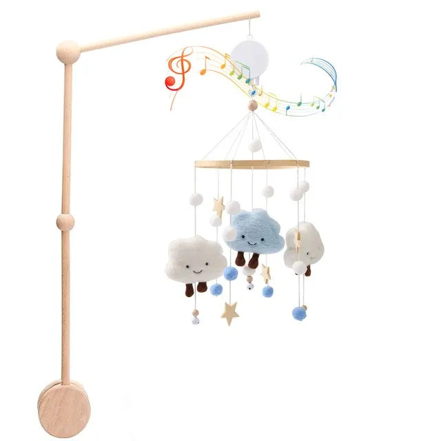 Baby Wooden Crib Mobile & Rattle Toy – Musical Bed Bell for Newborns