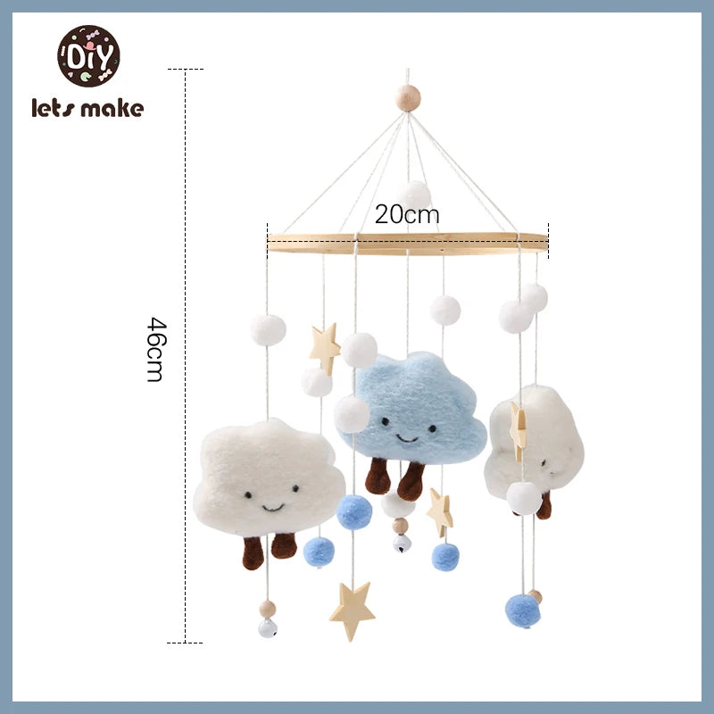 Wooden Baby Mobile – Bear, Moon & Stars Crib Toy | Soft Felt