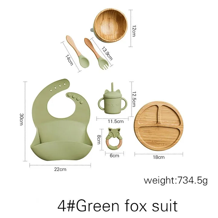 Bamboo Baby Tableware Set – BPA-Free, Non-Slip Feeding Dishes