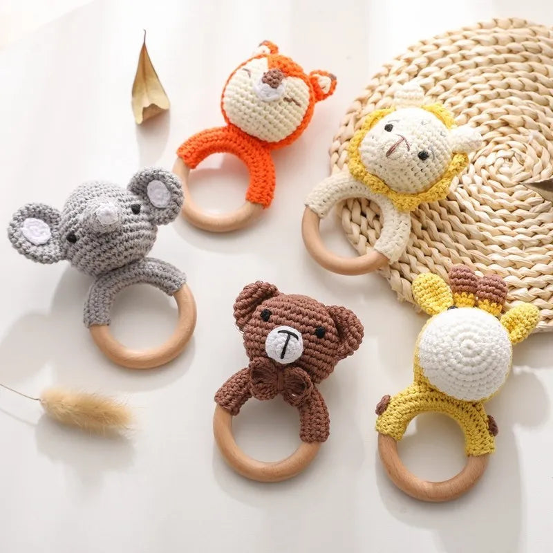 Crochet Bunny Baby Rattle & Teether | Wooden Toys