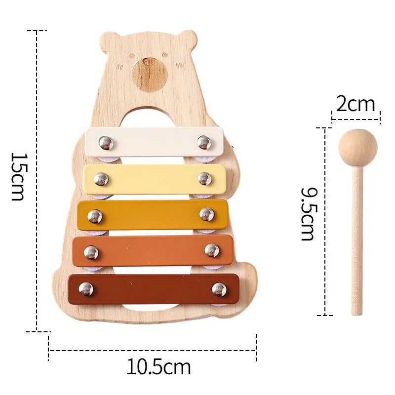 Montessori Wooden Musical Toys for Kids – Drum, Xylophone, Rattle
