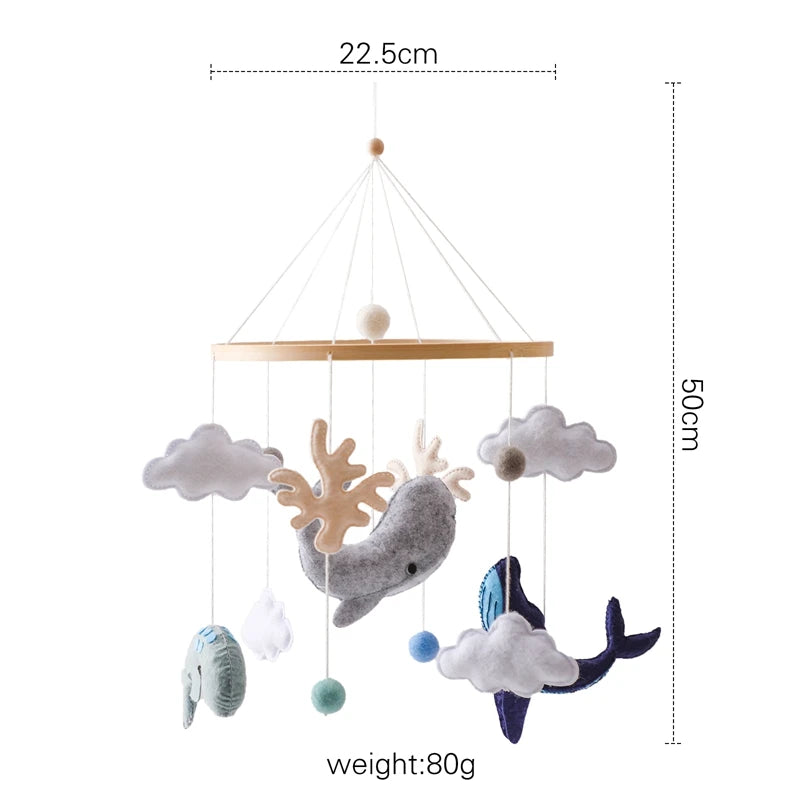 Baby Crib Mobile with Wooden Rabbit | Musical Bed Bell Toy