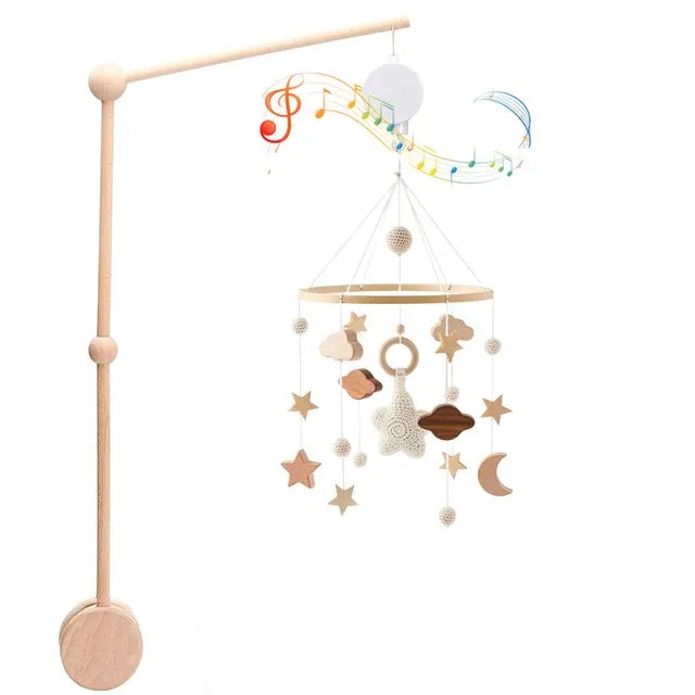 Baby Wooden Crib Mobile & Rattle Toy – Musical Bed Bell for Newborns
