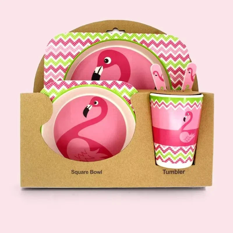 Bamboo Kids Dinnerware Set - Bowls, Plates & Utensils