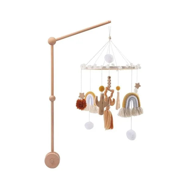 Baby Wooden Crib Mobile & Rattle Toy – Musical Bed Bell for Newborns