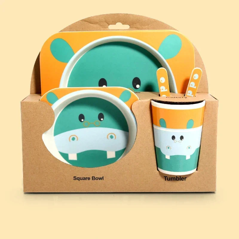 Bamboo Kids Dinnerware Set - Bowls, Plates & Utensils