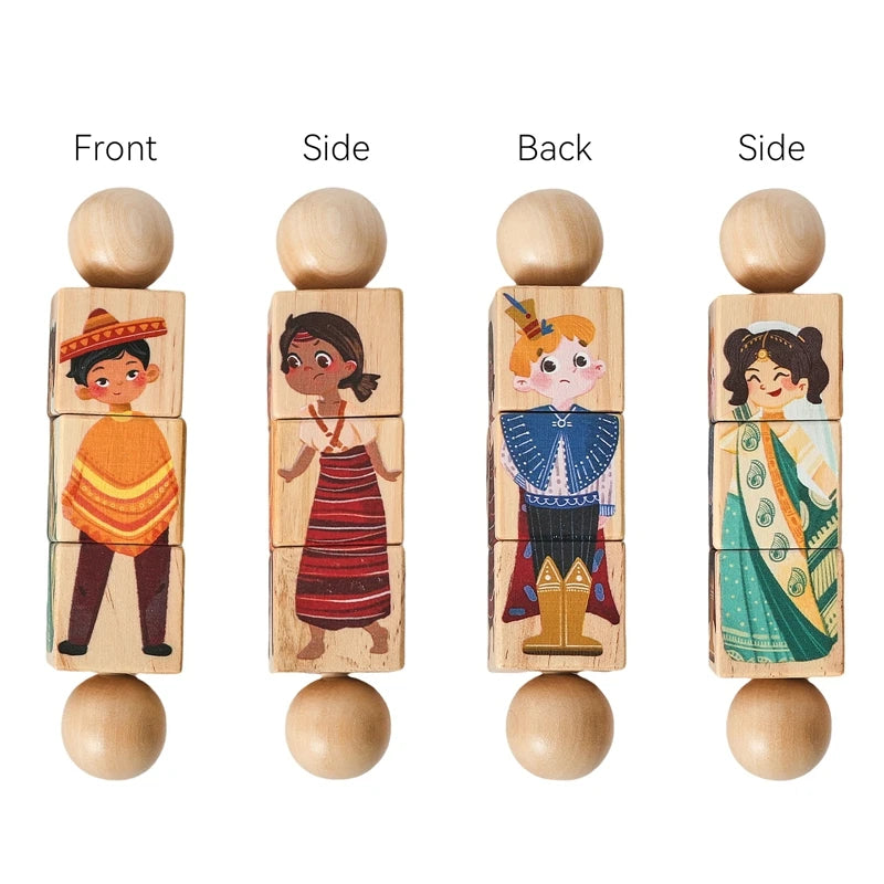Baby Wooden Rattle Montessori Toy – Rotating Cartoon Puzzle Gift