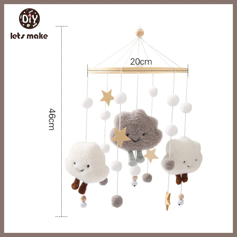 Wooden Baby Mobile – Bear, Moon & Stars Crib Toy | Soft Felt