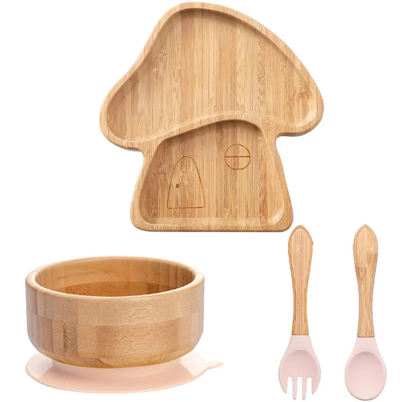 Bamboo Babies 4-Piece Cartoon Dinnerware Set for Safe Baby Feeding - Eco-Friendly, Latex-Free & Customizable