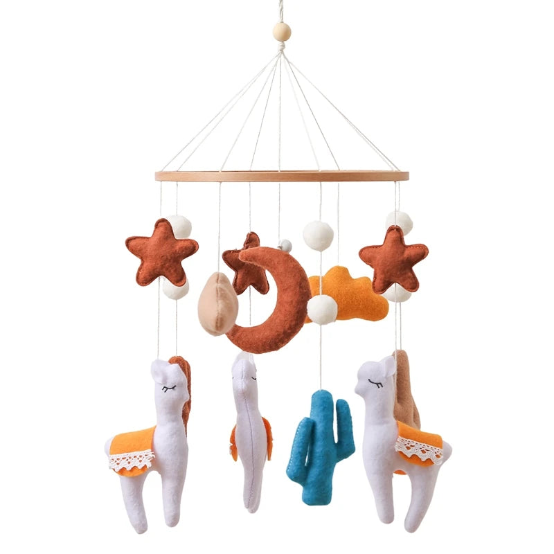 Wooden Baby Mobile – Bear, Moon & Stars Crib Toy | Soft Felt
