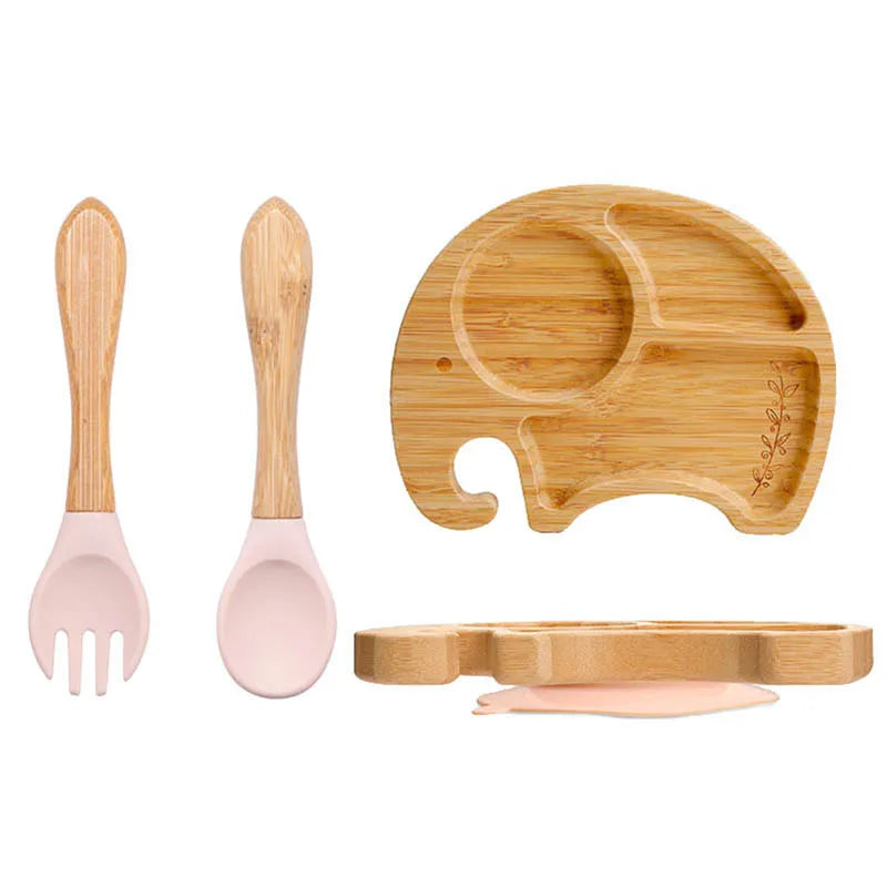 Bamboo Baby Feeding Set - Plates, Fork & Spoon | BPA Free