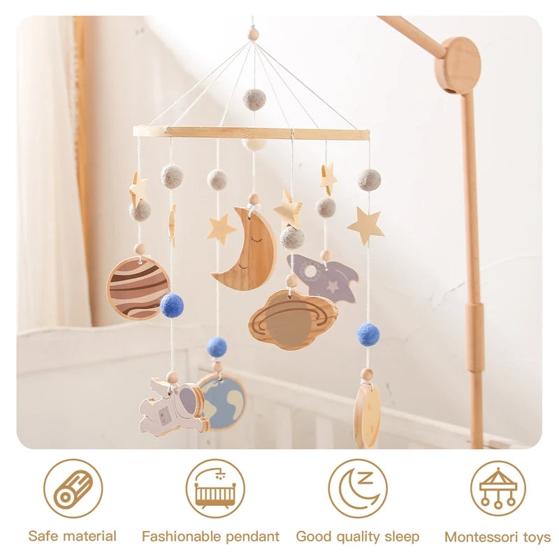Wooden Baby Crib Mobile Bell – Boho Musical Rattles for Newborns