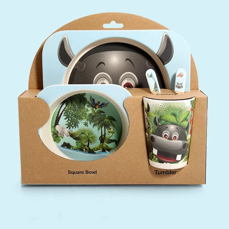 Bamboo Kids Dinnerware Set - Bowls, Plates & Utensils