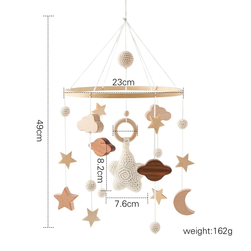 Baby Crib Mobile with Wooden Rabbit | Musical Bed Bell Toy
