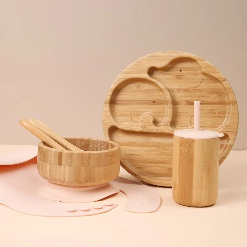 Bamboo Baby Tableware Set – BPA-Free, Non-Slip Feeding Dishes