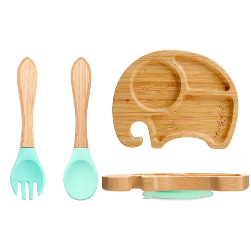Bamboo Baby Feeding Set - Plates, Fork & Spoon | BPA Free