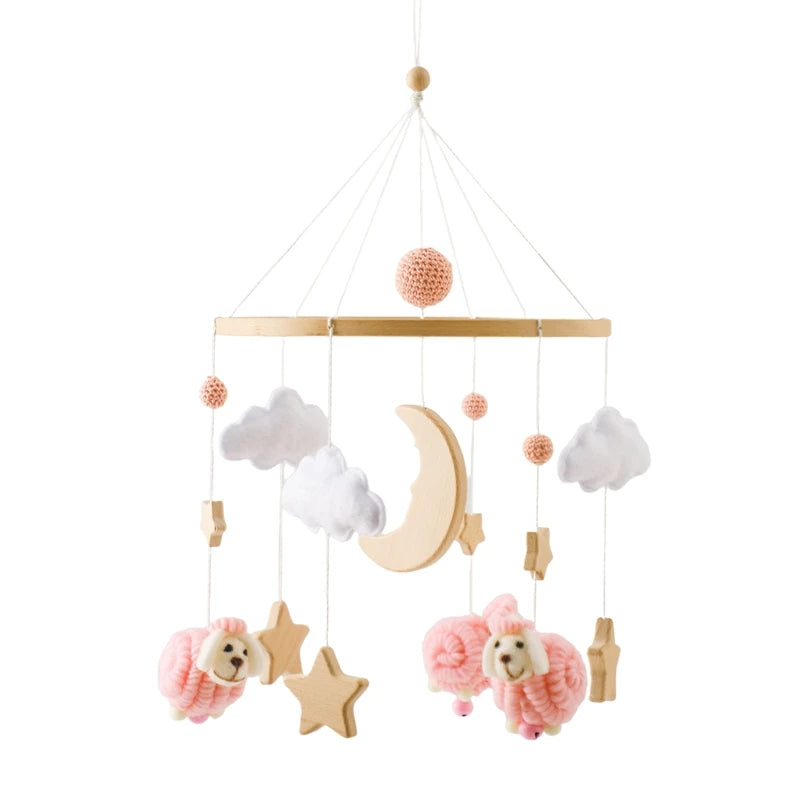 Wooden Baby Crib Mobile with Music Box – Teddy Bear Rattle Toy