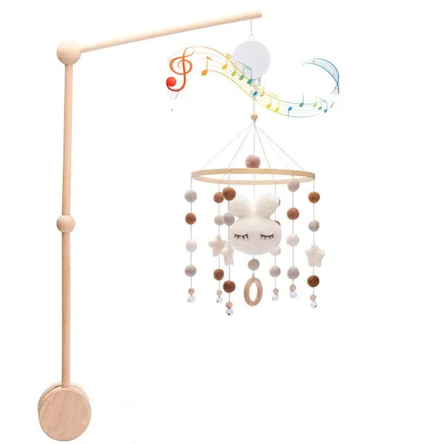 Baby Wooden Crib Mobile & Rattle Toy – Musical Bed Bell for Newborns