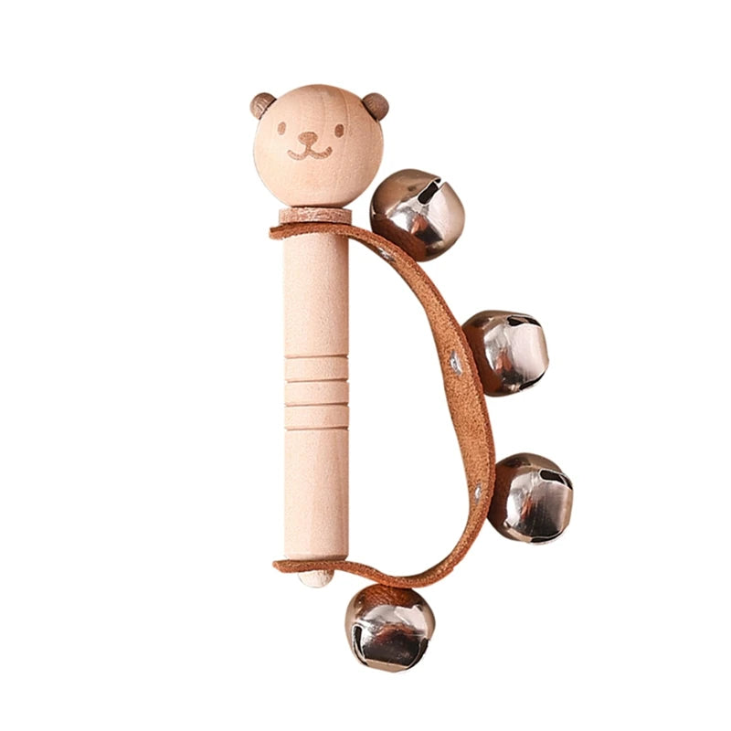 Wooden Montessori Bear Rattle – BPA Free Teething Toy for Babies