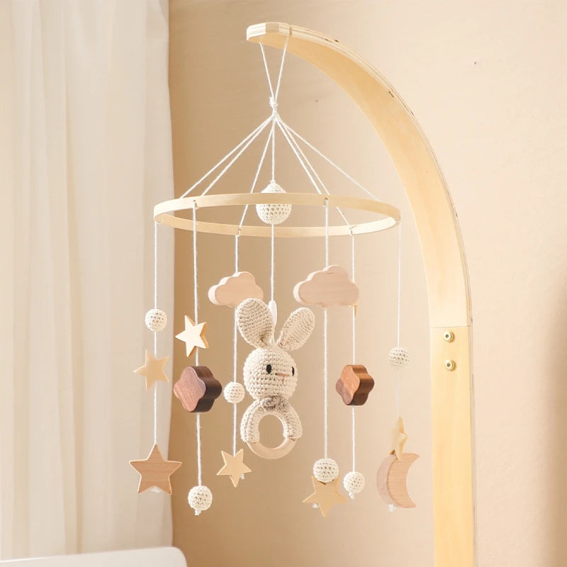 Baby Wooden Crib Mobile & Rattle Toy – Musical Bed Bell for Newborns