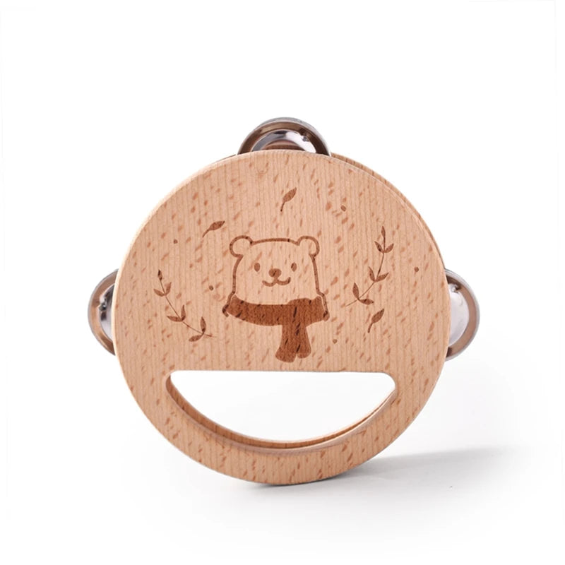 Wooden Montessori Bear Rattle – BPA Free Teething Toy for Babies