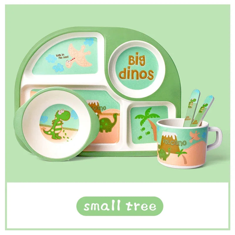 Bamboo Fiber Baby Plates – Fall-Proof Cartoon Kids Tableware