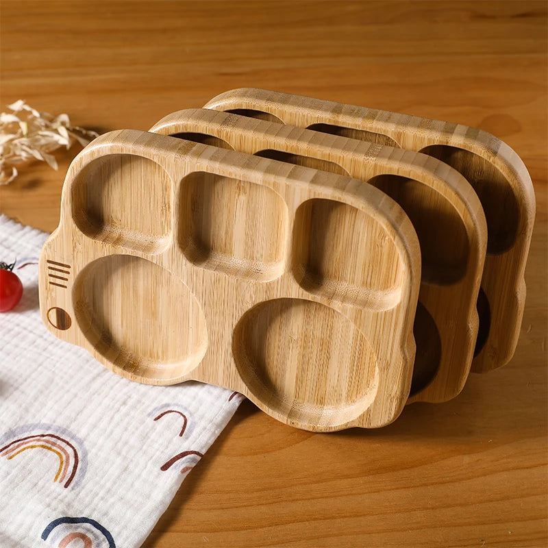 Bamboo Babies 4-Piece Cartoon Dinnerware Set for Safe Baby Feeding - Eco-Friendly, Latex-Free & Customizable