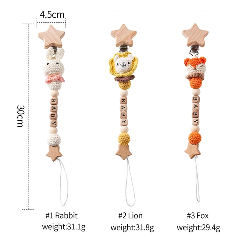 Wooden Personalized Baby Pacifier Clip – BPA Free, Teething Gift