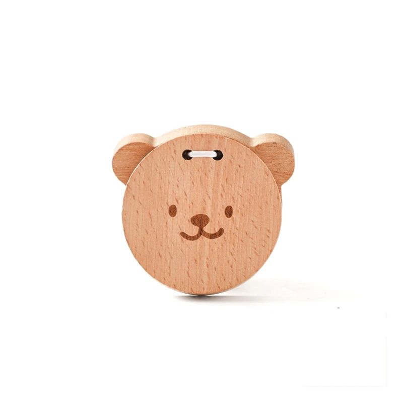 Wooden Montessori Bear Rattle – BPA Free Teething Toy for Babies