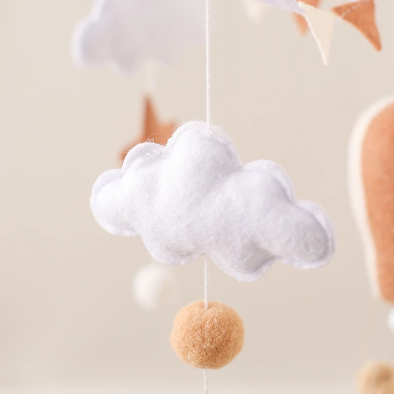 Wooden Baby Crib Mobile – Soft Felt Hot Air Balloon Bed Bell Toy