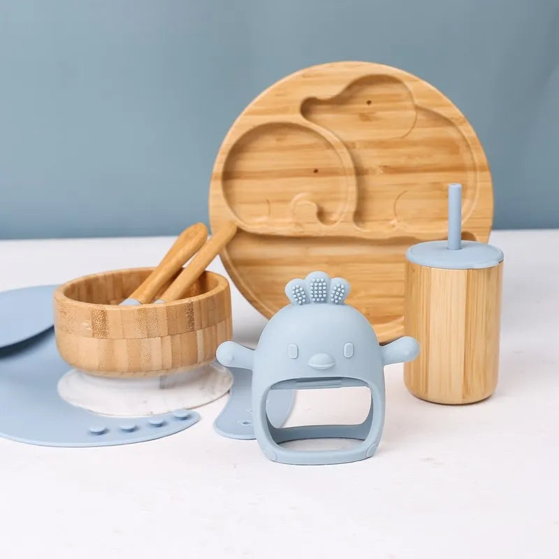 Bamboo Baby Tableware Set – BPA-Free, Non-Slip Feeding Dishes