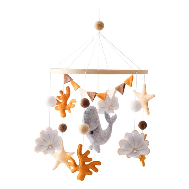 Wooden Dinosaur Baby Crib Mobile – Soft Felt Rattle Toy Gift