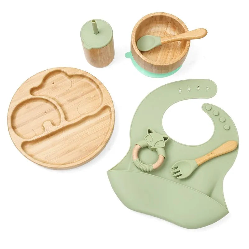 Bamboo Baby Tableware Set – BPA-Free, Non-Slip Feeding Dishes