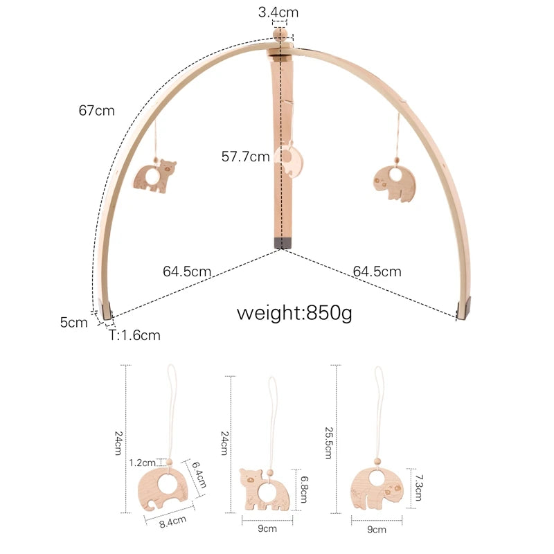 Baby Wooden Play Gym – Sensory Hanging Toys & Rattles