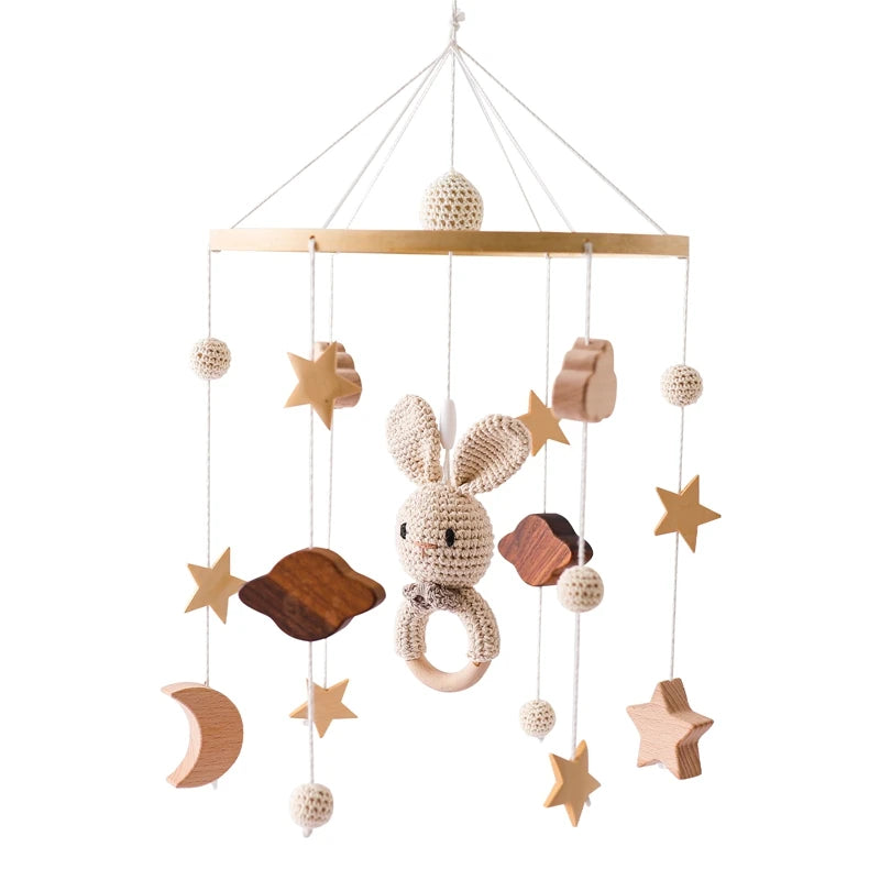 Wooden Baby Crib Mobile – Soft Felt Hot Air Balloon Bed Bell Toy