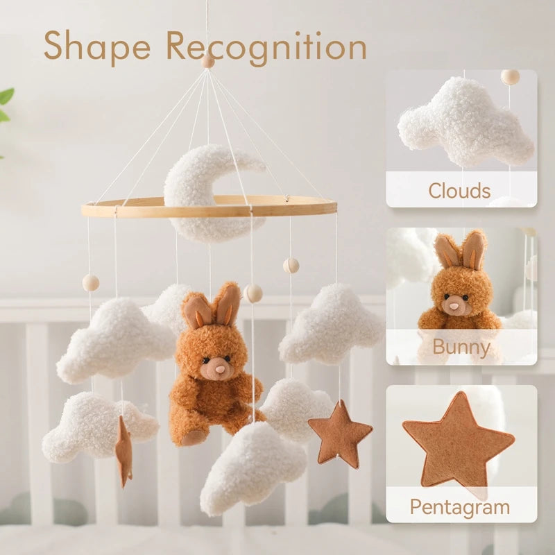 Baby Mobile Rattles: Velvet Toys for Cribs | Bear & Rabbit Dolls