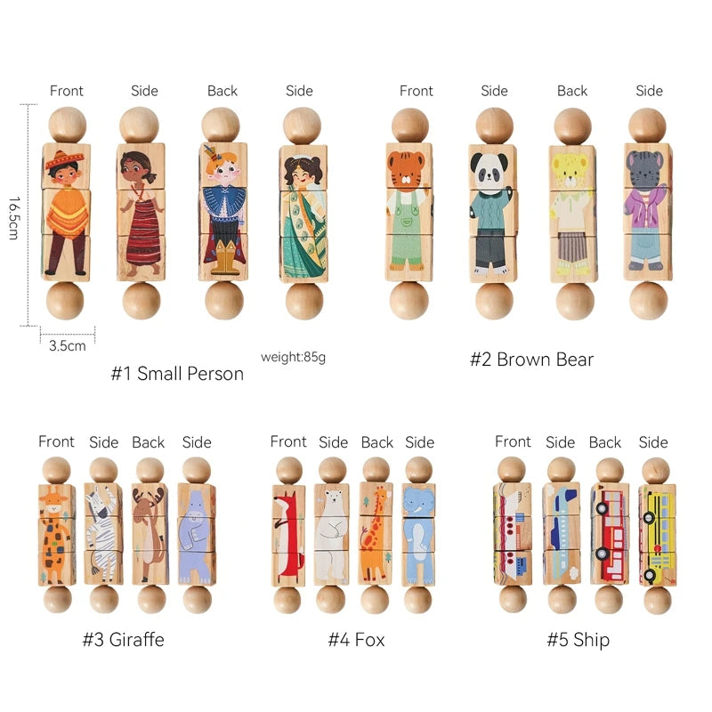 Baby Wooden Rattle Montessori Toy – Rotating Cartoon Puzzle Gift