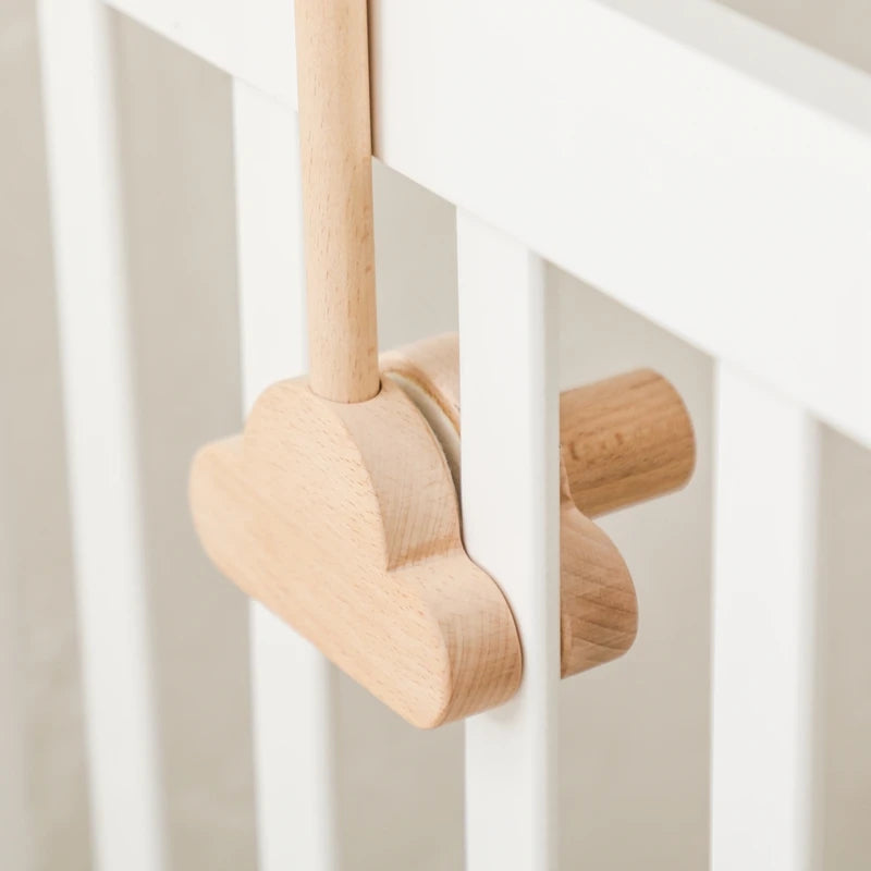 Baby Wooden Crib Mobile Holder – Cloud Shape Rattle Toy Arm