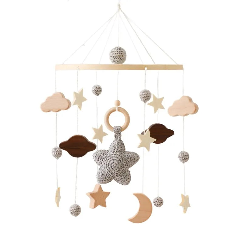 Wooden Dinosaur Baby Crib Mobile – Soft Felt Rattle Toy Gift